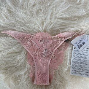 NWT La Perla Pink “Exotique” Leavers Lace Thong Sz 1